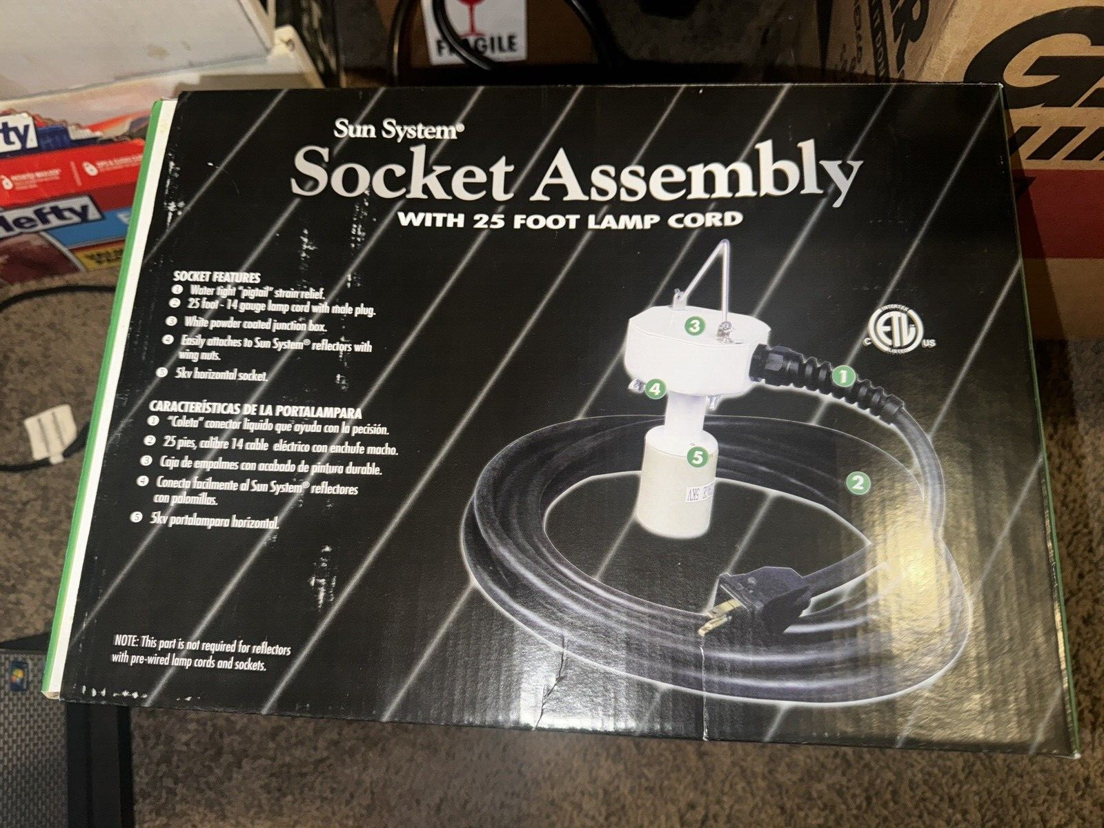 Sun System Socket Assembly W/ 25ft Lamp Cord 14 Gauge 903060 5kv