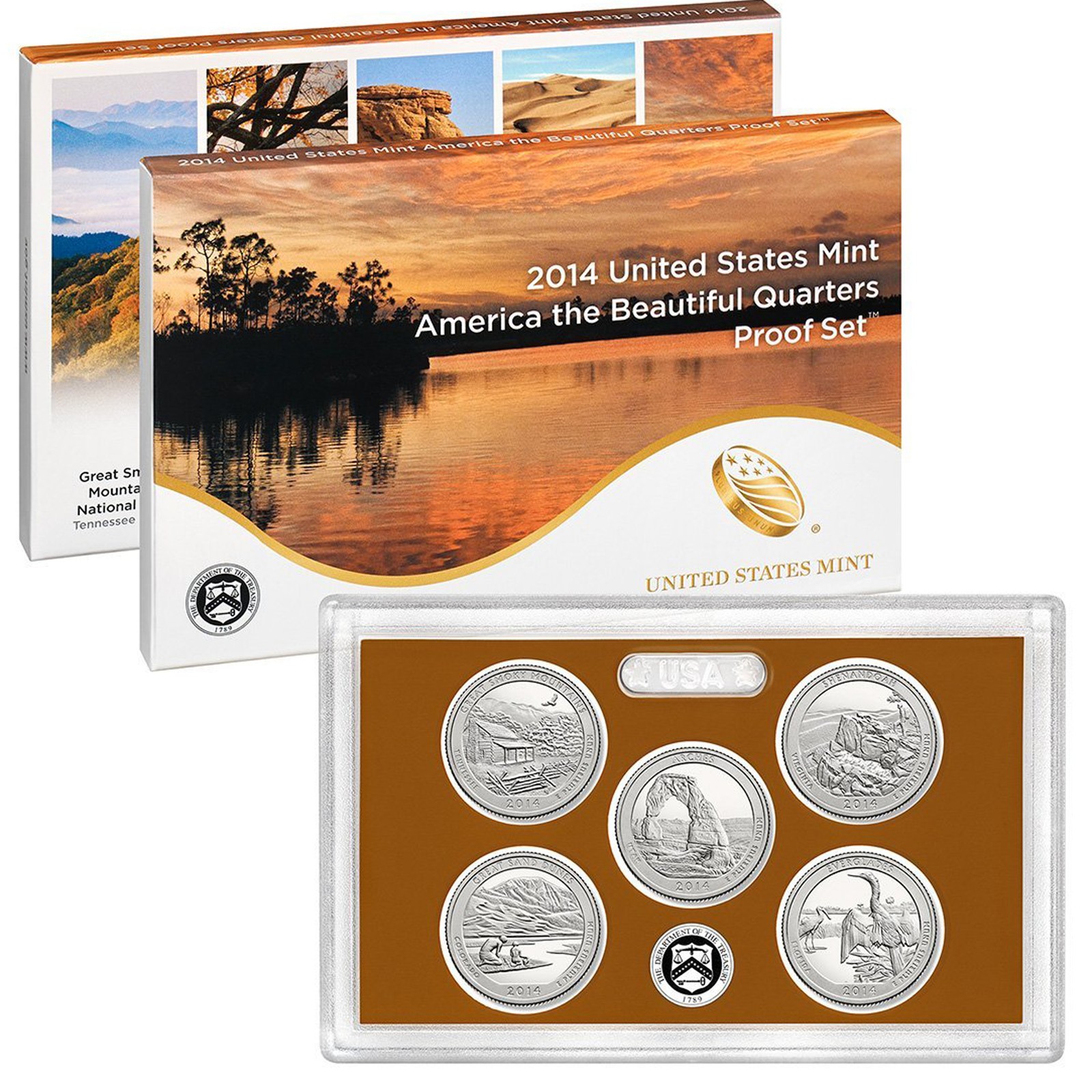 2014 Proof Quarter Parks (ATB) Set Gem DCAM (Clad) -  (OGP) 5 coins