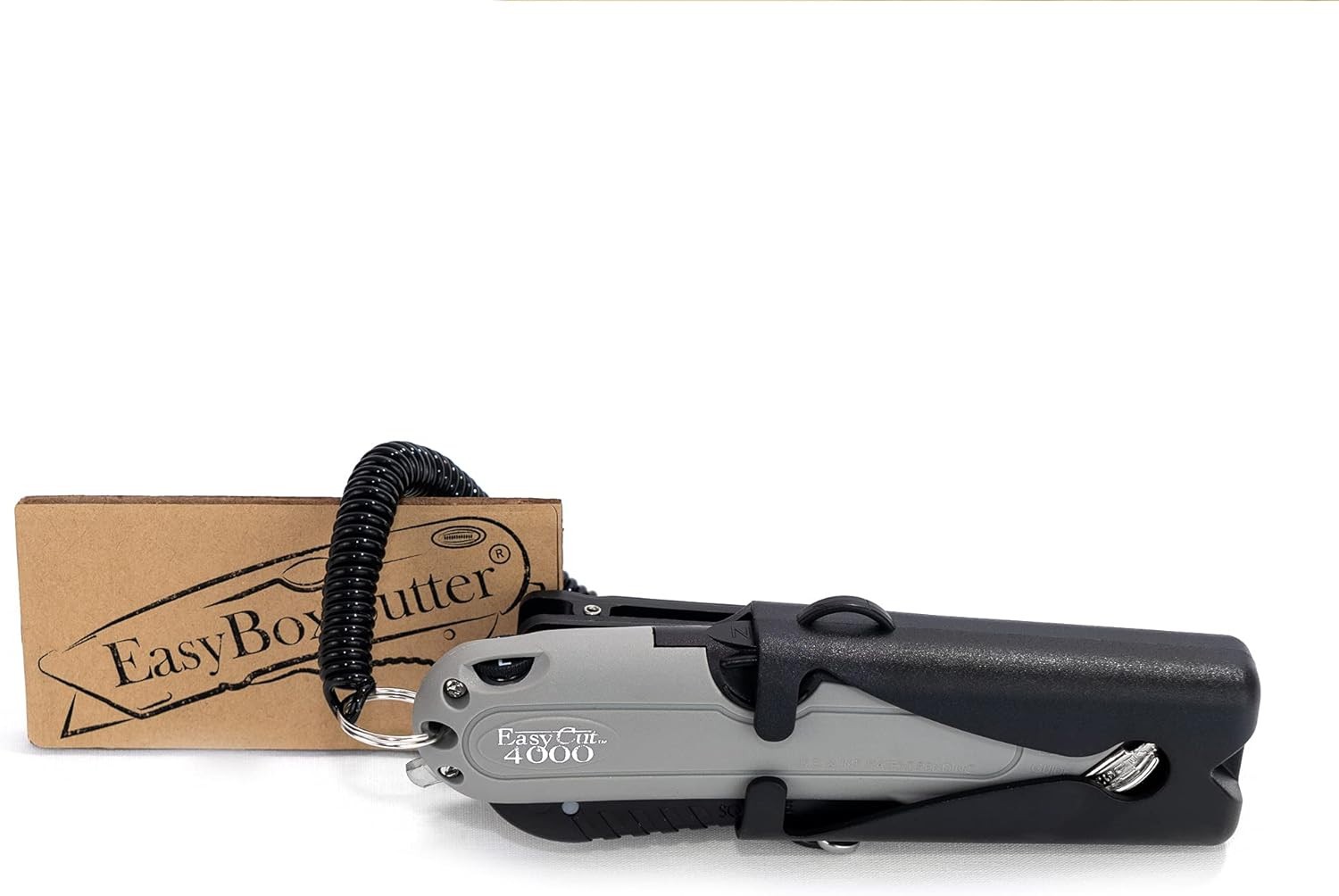 EasyCut 4000 Safety Box Cutter Gray Self-Retracting Blade & Holster Pack of 1