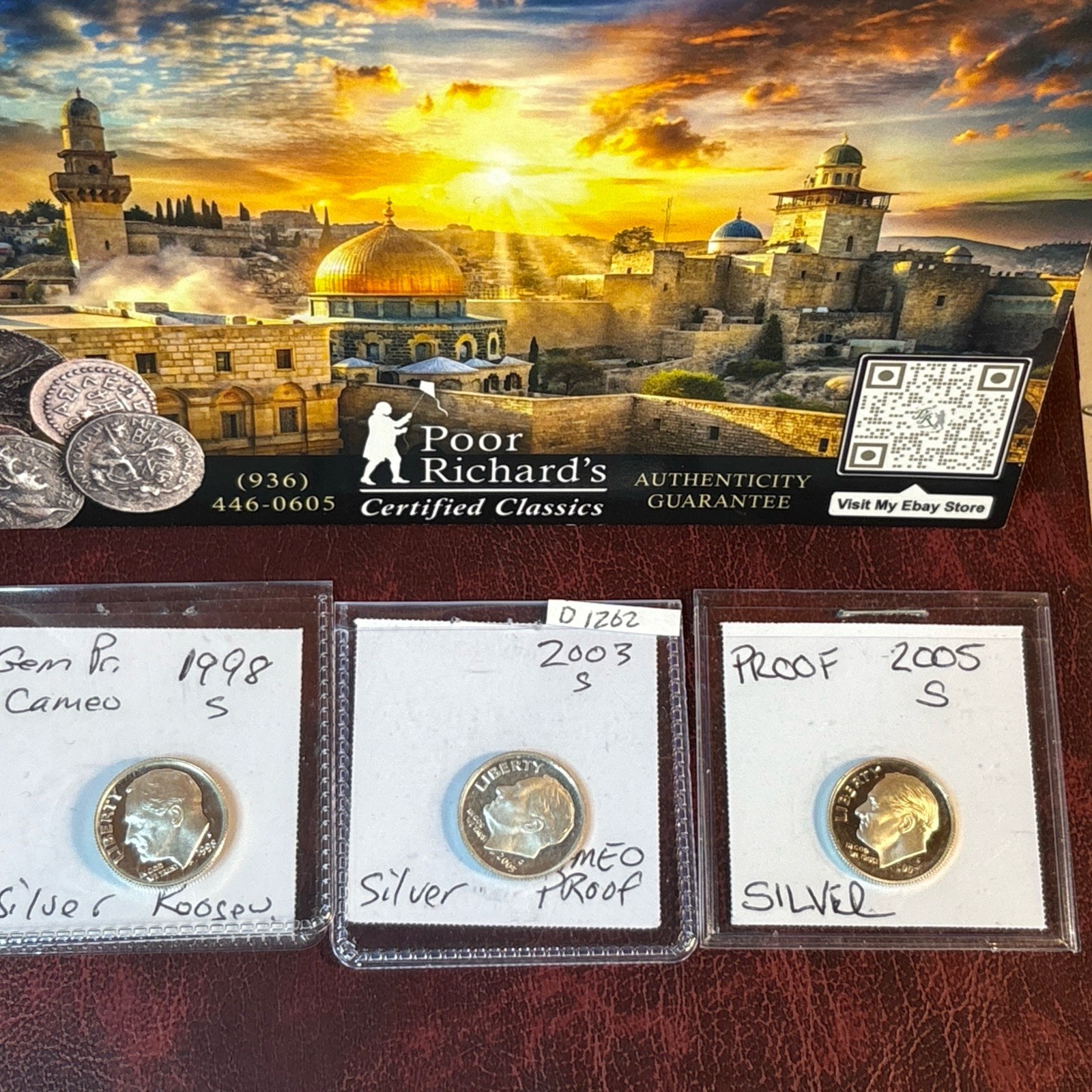 Silver Sale! 3 Diff 90% Silver Proof Roosevelts- .2184 Oz Pure Silver! LD69