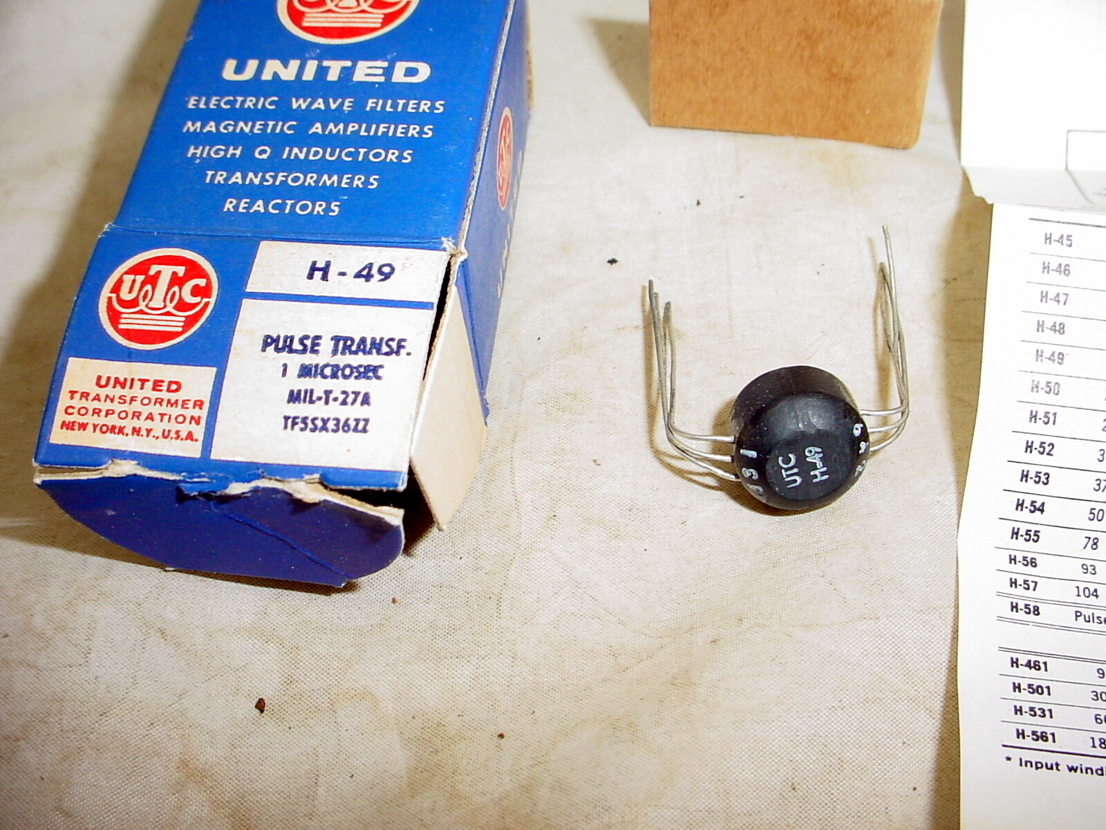NOS UTC H-49 Vacuum Tube Pulse Transformer 1 microsecond