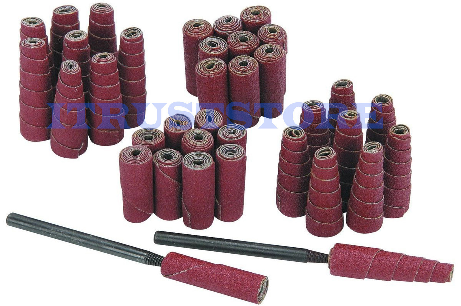 52 PC SMALL SANDER SANDING CYLINDER CONE SHAPE 80 120 GRIT BIT STEEL SHANK KIT