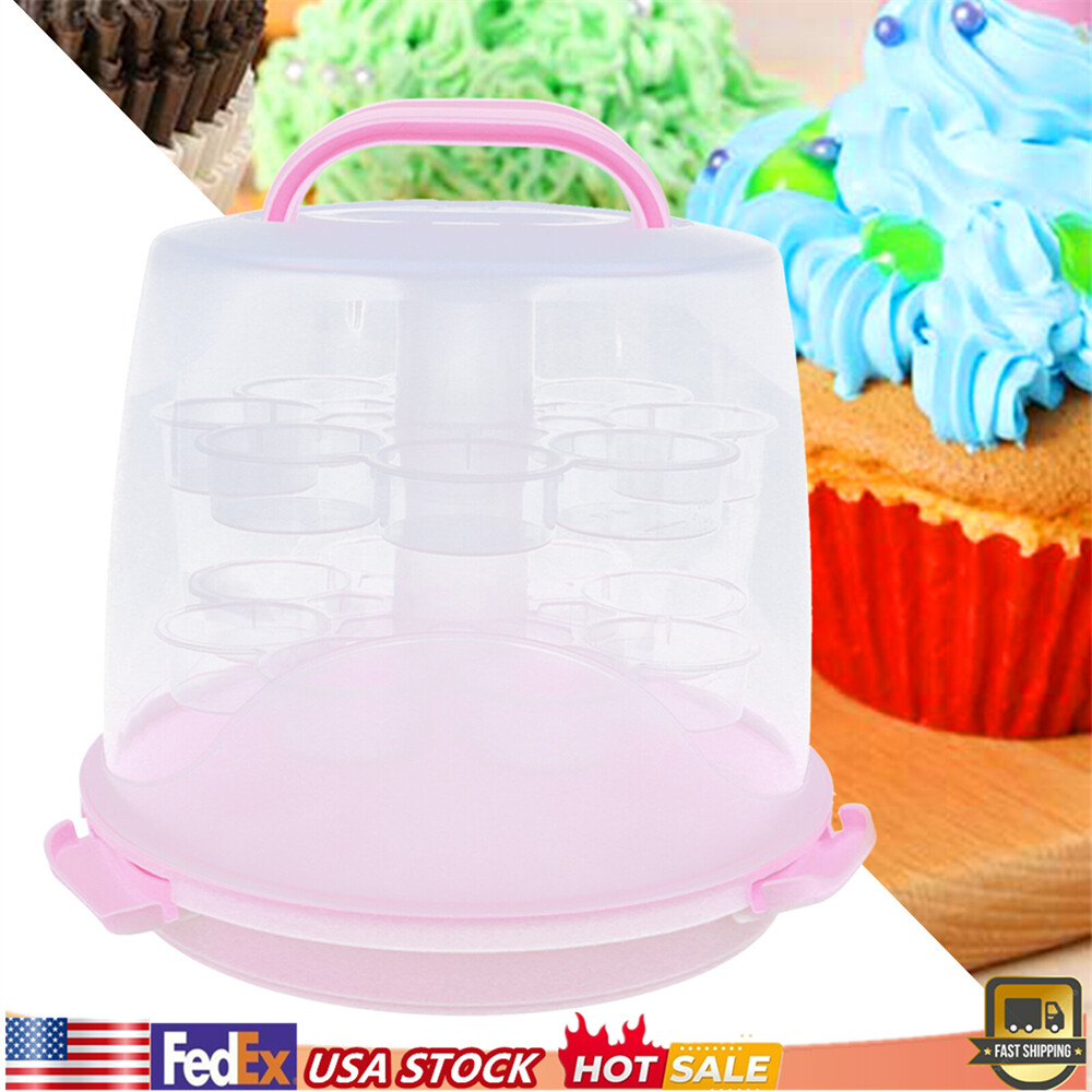 3 Tier Plastic Cupcake Carrier Holder Container Box-24 Cupcakes Slot with Handle