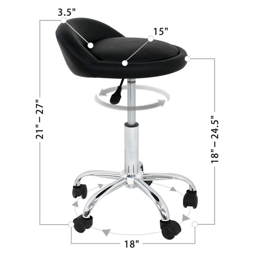 6PCS Rolling Salon Stool Adjustable Hydraulic Tattoo Massage Spa Chair w/ Back