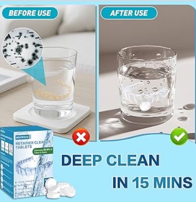 Retainer Cleaner Tablets, Denture Cleaner Effervescent Tablets