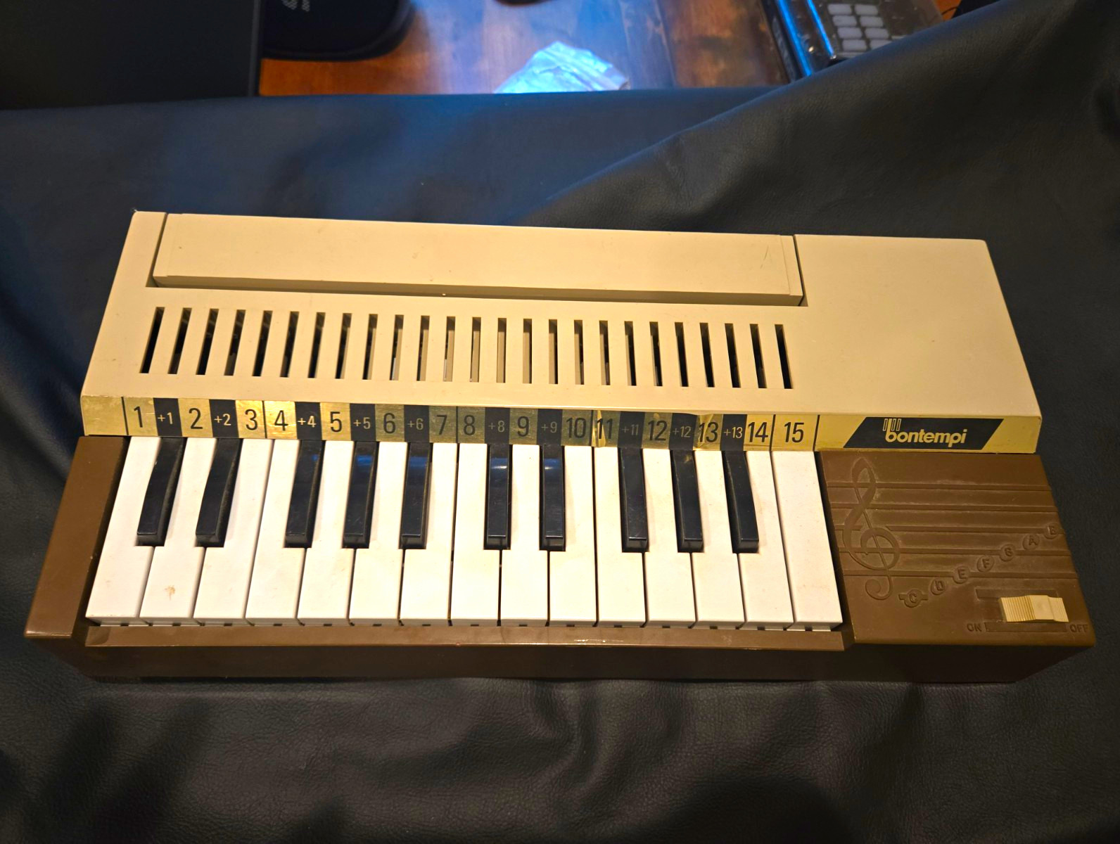 Bontempi 15-Key Electronic Keyboard Synth Action, Beige/Brown