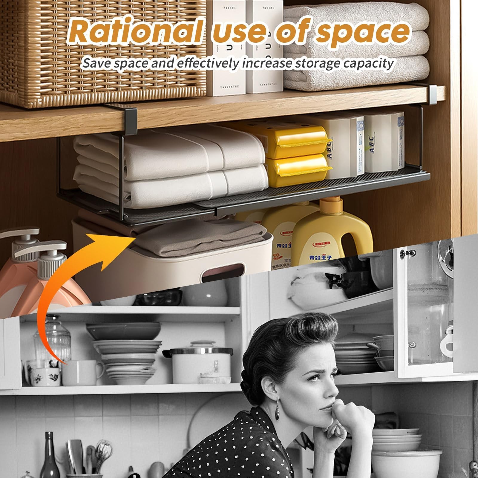 Expandable Hanging Under Shelf Storage Basket,Under Shelf Storage Basket Orga...