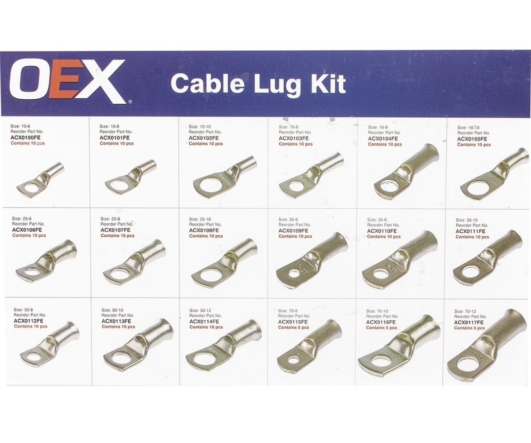 Automotive Battery Lug Kit - 165 Pce - All Flare Entry Lugs - Battery Cable Lug