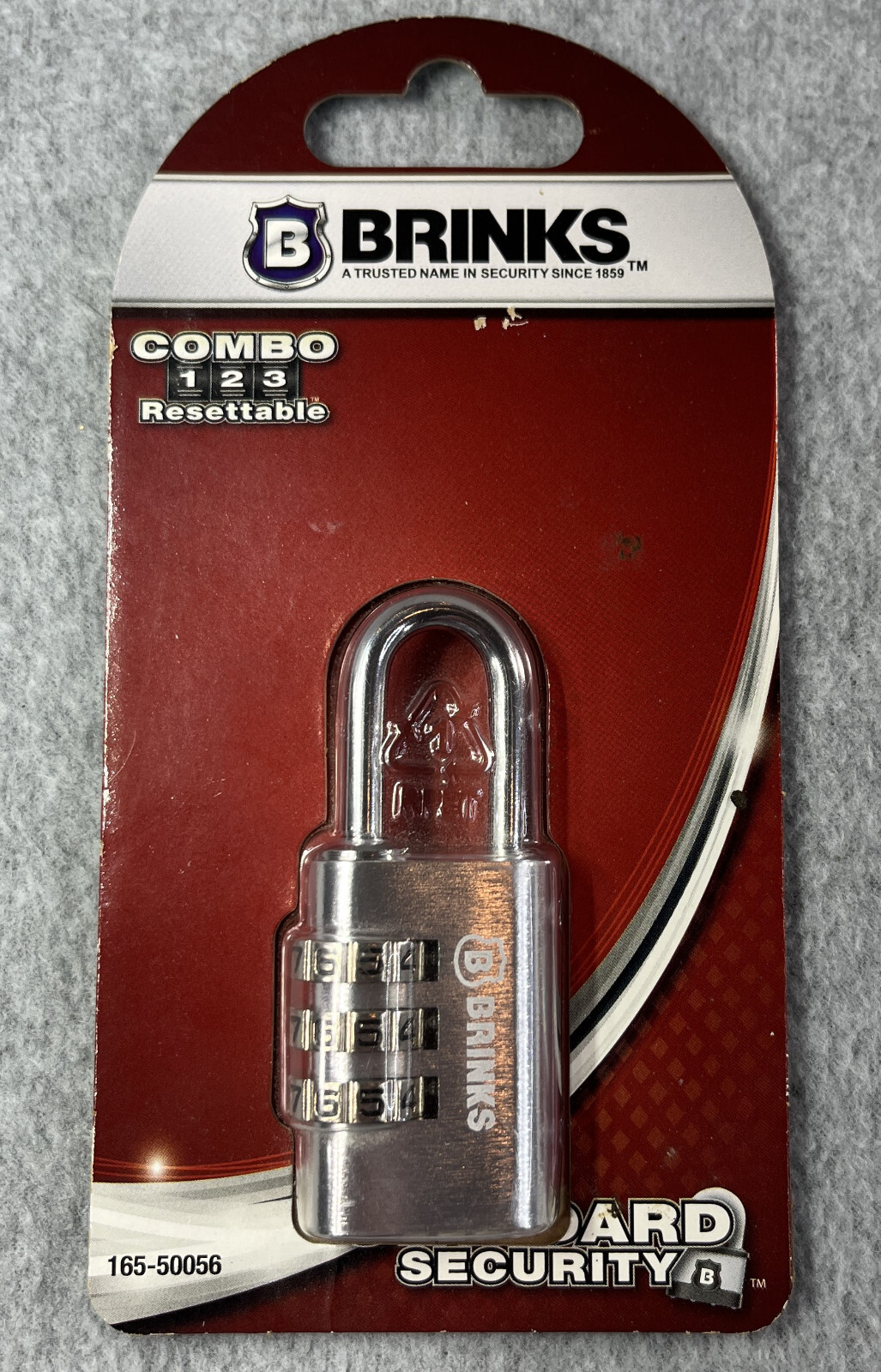 BRINKS 3-Dial Resettable Combo Keyless Easy-to-Use Security Padlock #165-50056