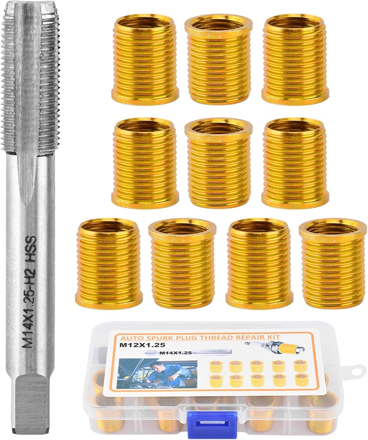 12Mm X 1.25 Helicoil Kit, m12x1.25 Spark Plug Thread Repair kit 12 Insert m...