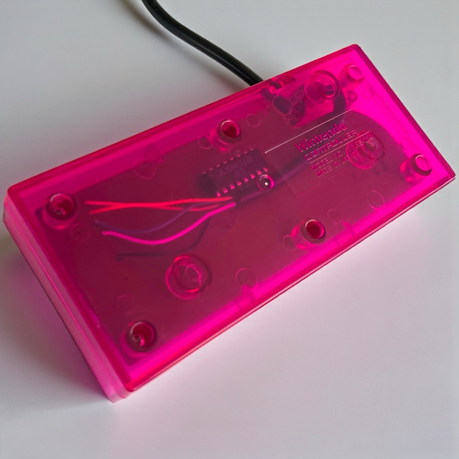 Custom NES Controller Transparent Pink Shell New Cable OEM Nintendo Motherboard