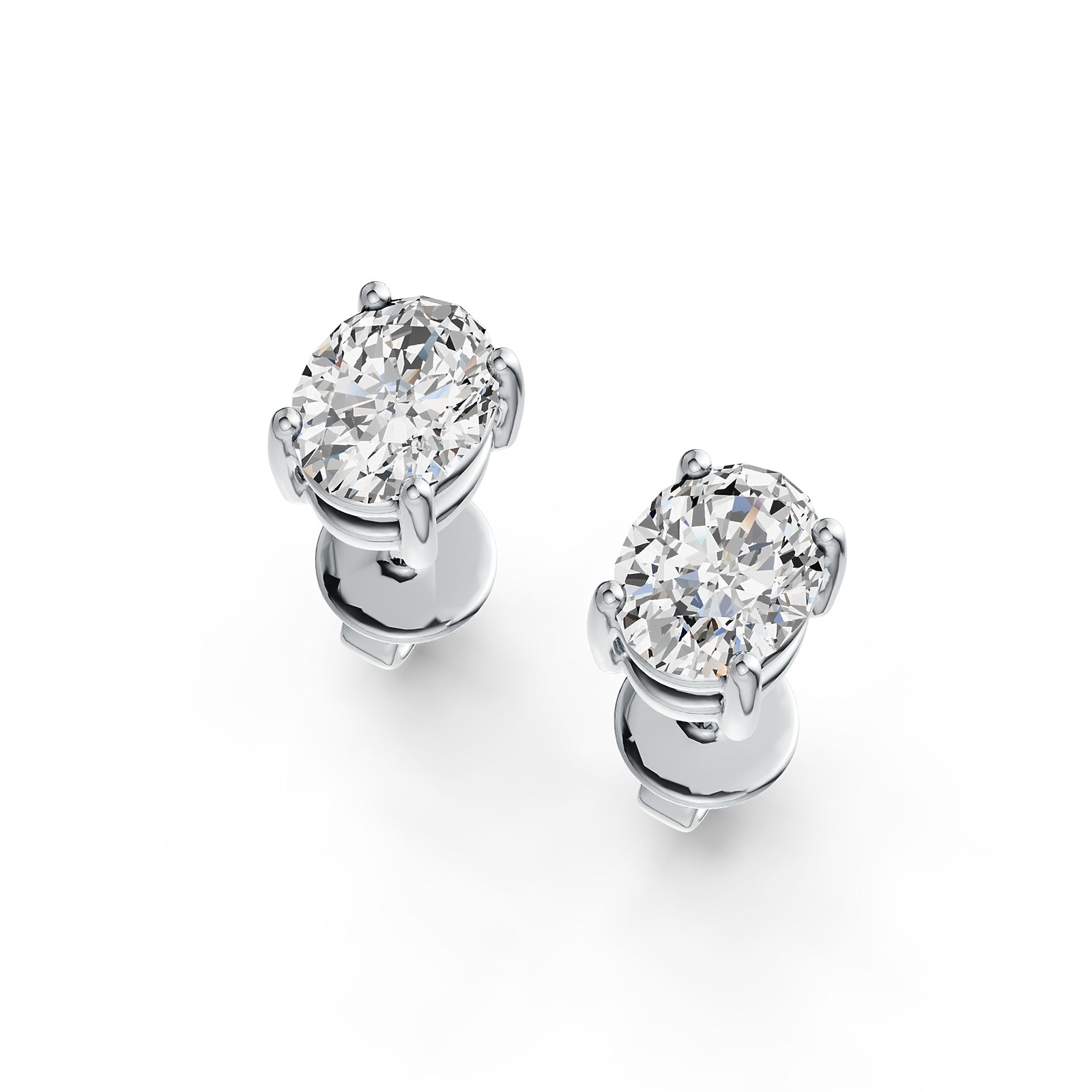 Sterling Silver Semi Mount Earrings Setting Oval OV 5X4mm Simple Stud
