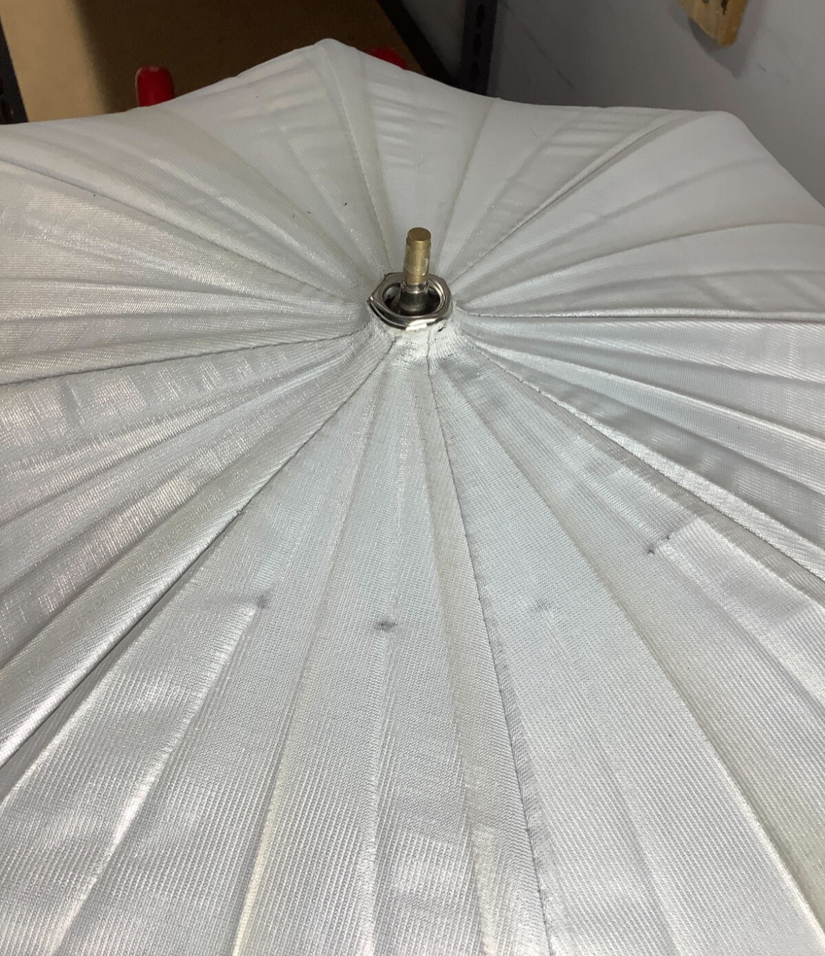 Paul C. Buff 48" Silver/White Bounce Umbrella - Fair Condition; Stained, dirty