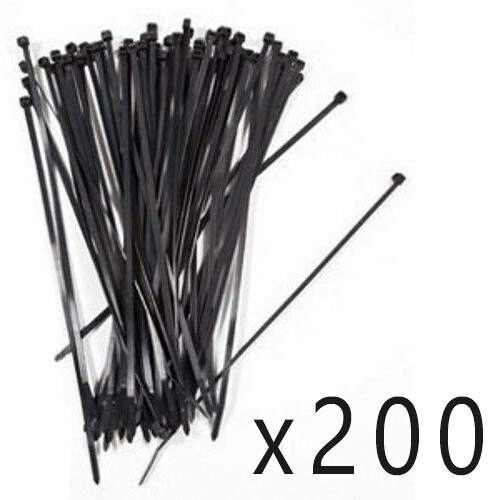 200 Pack Lot Pcs - 8" Inch UV Resistant Nylon Cable Zip Wire Tie 50 lbs - Black