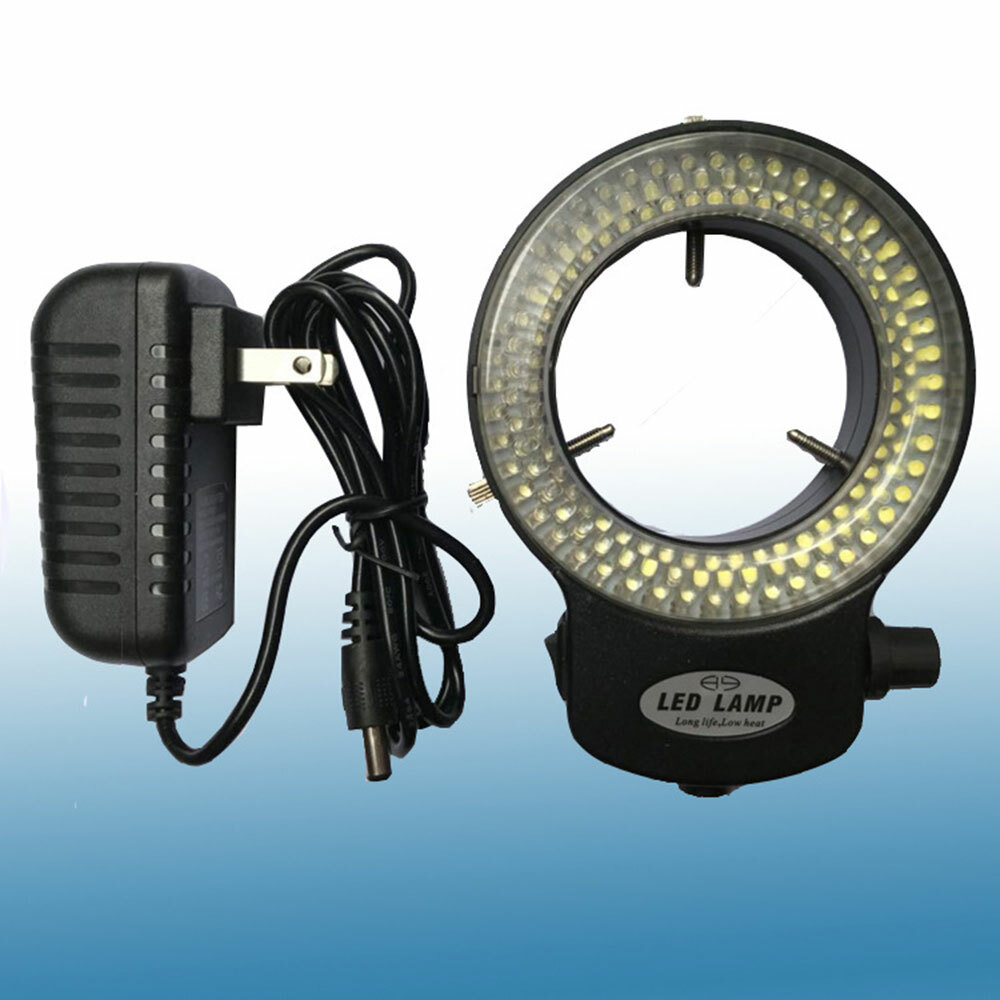 High Brightness 144 LED Bulb Microscope Ring Light Illuminator Lamp US Plug