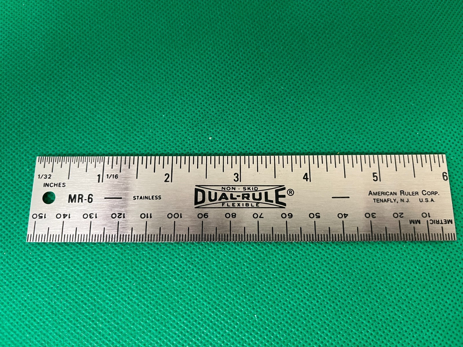 6" Stainless Gunsmith Ruler Cork Back Dual-Rule SAE/Metric w/Case Made in USA