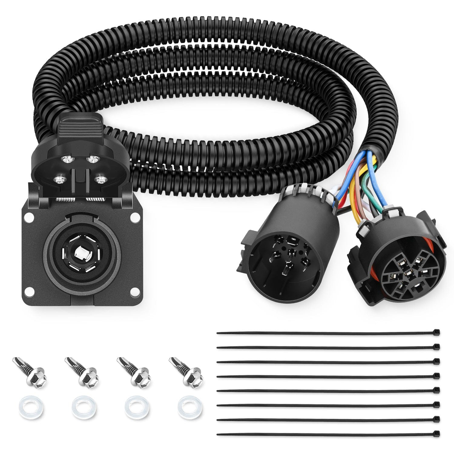 USCAR 7 Pin Trailer Wiring Harness 7ft for Chevy Ford GMC Dodge Nissan Toyota
