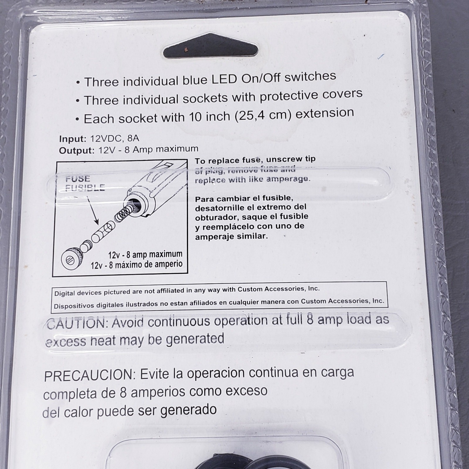 12 volts Triple Socket Power Pod, 3 individual led, Black