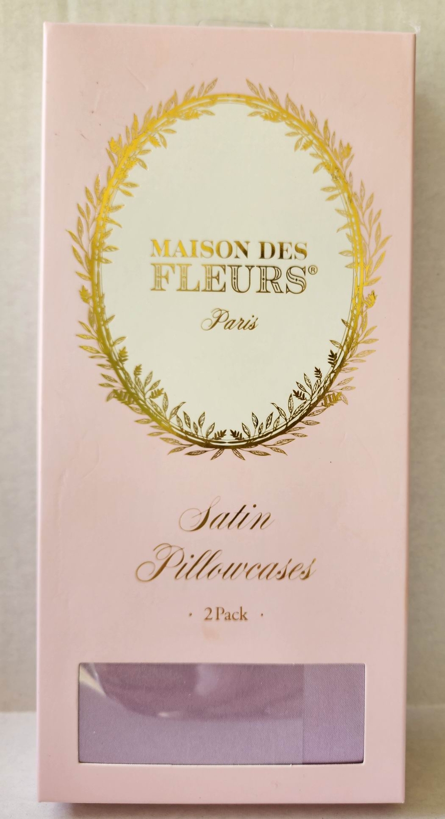 Maison Des Fleurs Paris Purple-Lavender Satin Pillowcases NIB 2 Pack