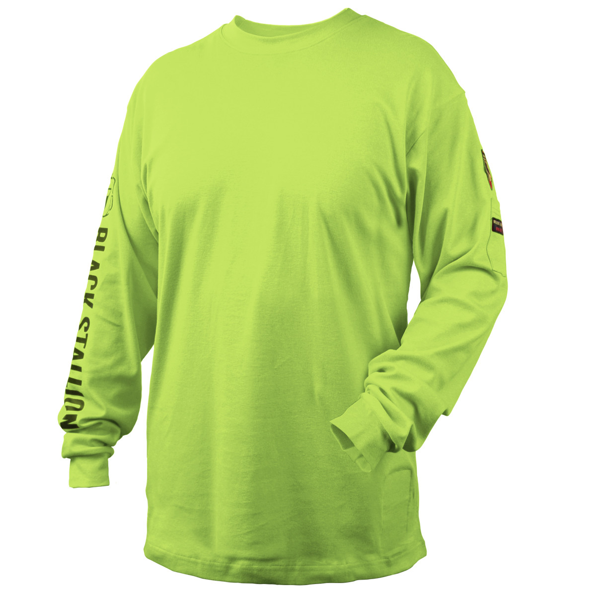 Revco Black Stallion Lime 7 oz. FR Cotton Knit Long-Sleeve T-Shirt Size Small