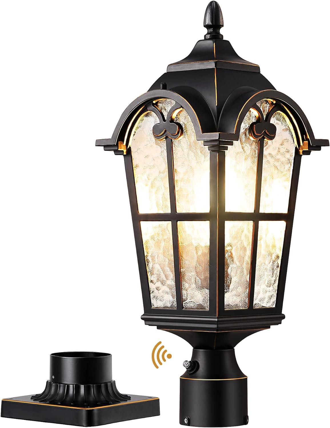 Large Size Dusk to Dawn Outdoor Post Light, 21.9'' H 120V Pole Light Fixture wit