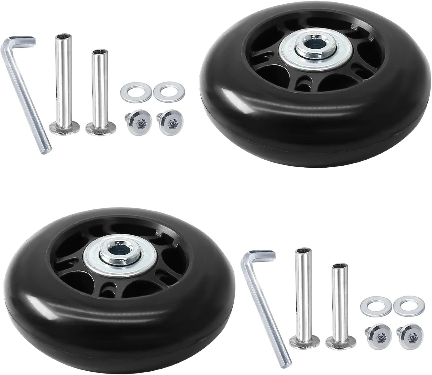 2Pcs 75 X 24Mm Luggage Wheels Replacement, Black Rubber Suitcase Wheels Replacem
