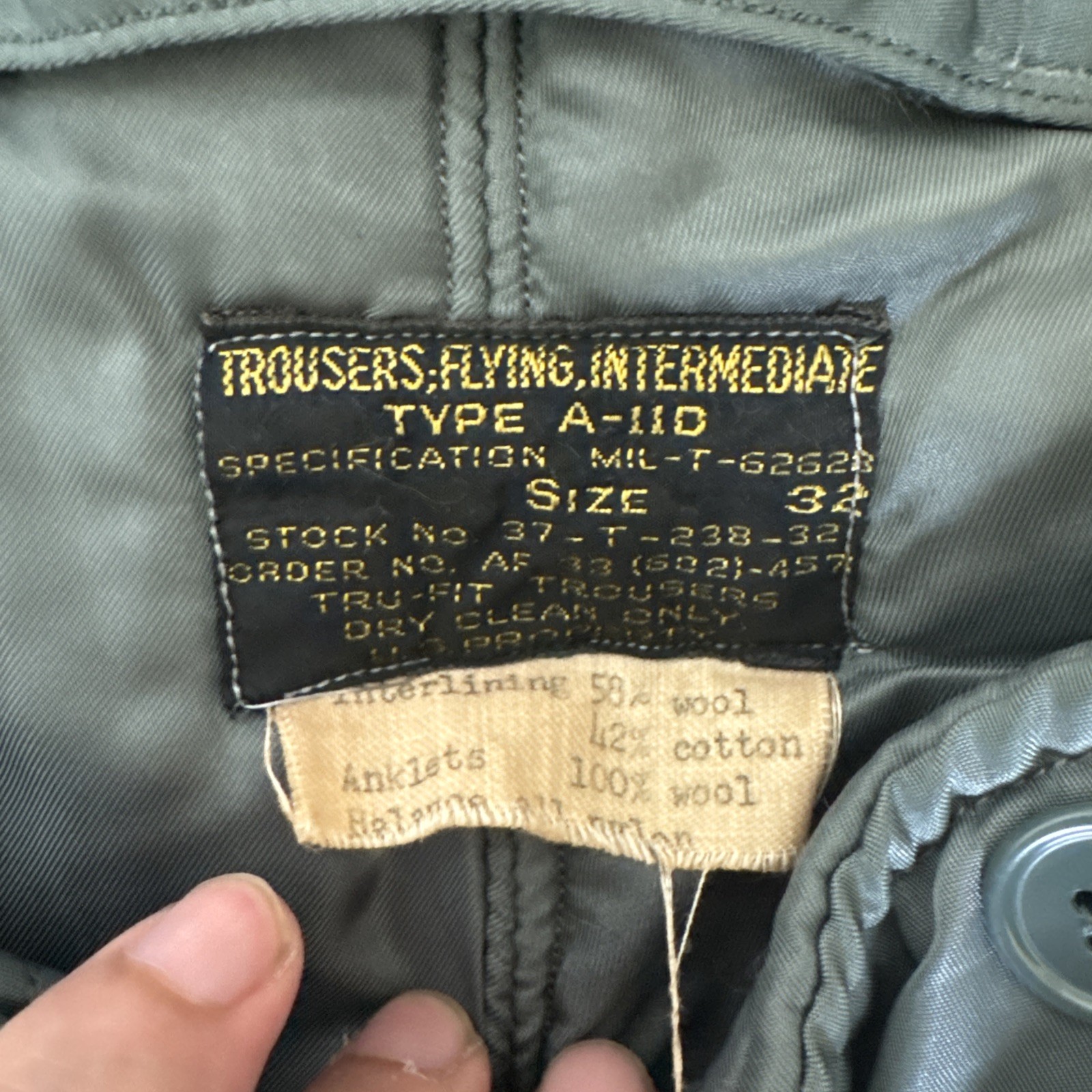 U.S Air Force Flying Trousers Intermediate Type A-11D Size 32 Bomber