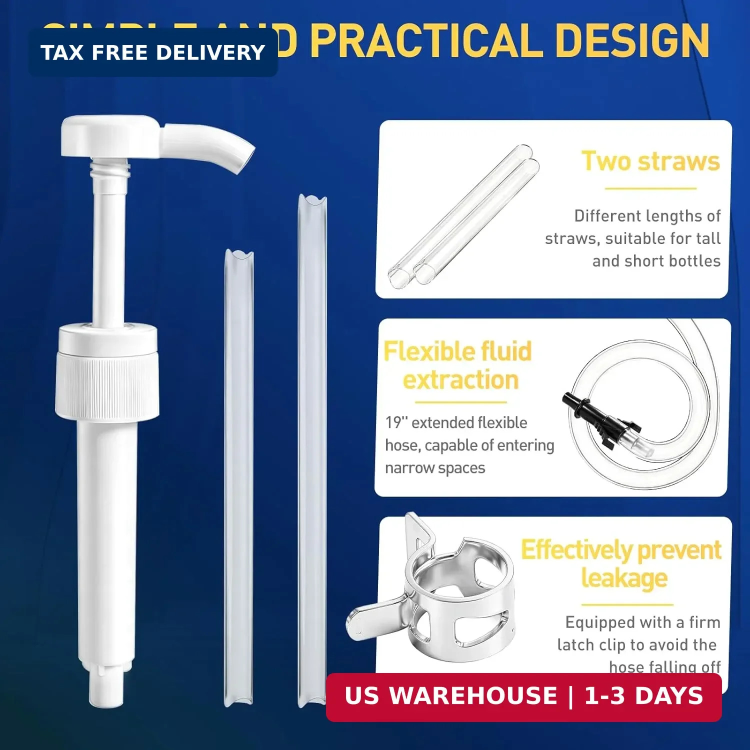 Fluid Pump for Standard Quart Bottles, 8cc Per Stroke, Premium Fluid Transfer Pu