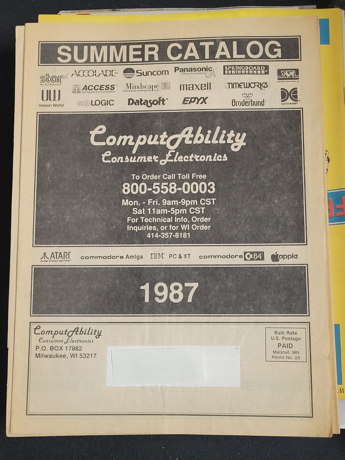 Computability Consumer Electronics (Summer 1987) Software Hardware Catalog VG/VF