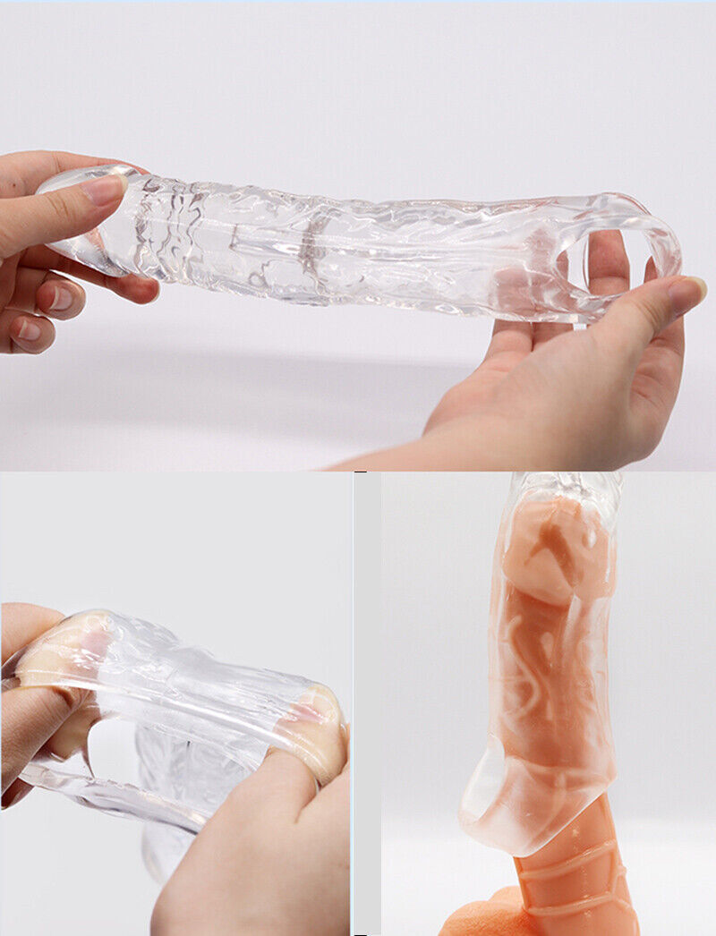 New Male Reusable Condom Realistic Ball Extender Sleeve Enlarger Stretcher Girth