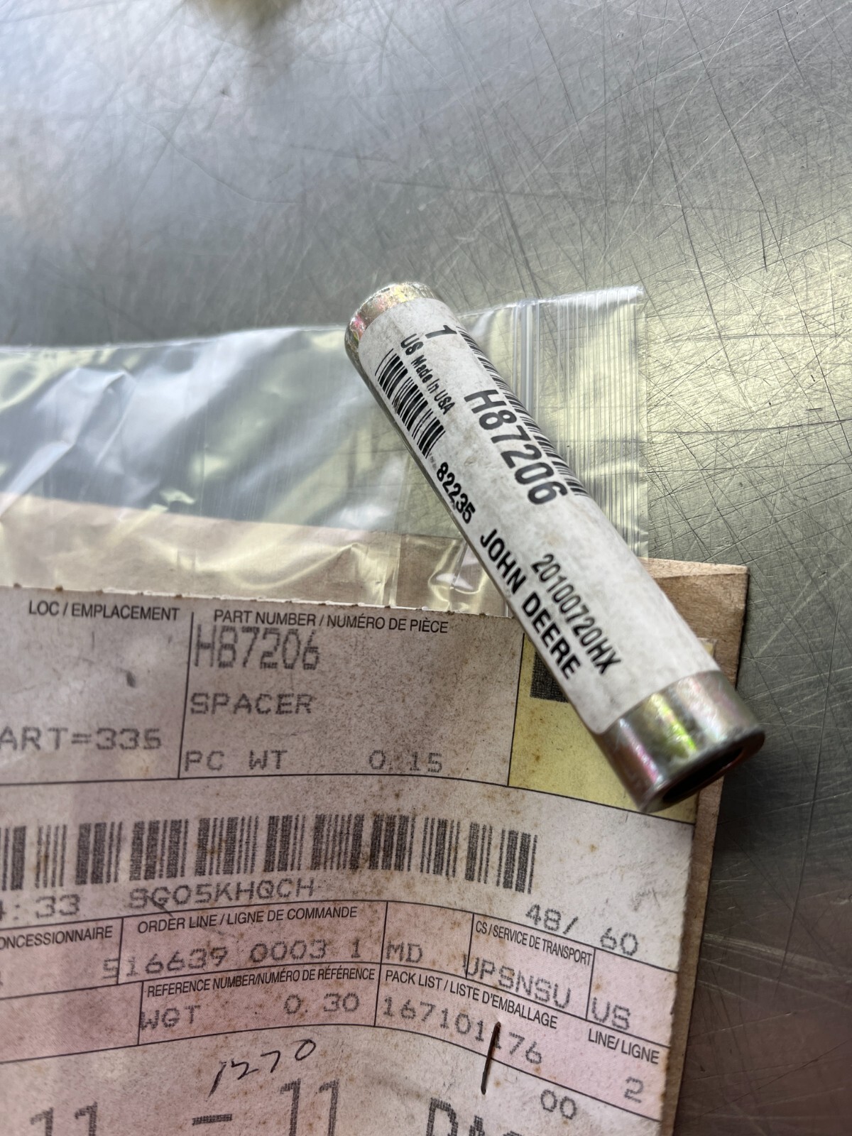 H87206 Genuine OEM John Deere SPACER