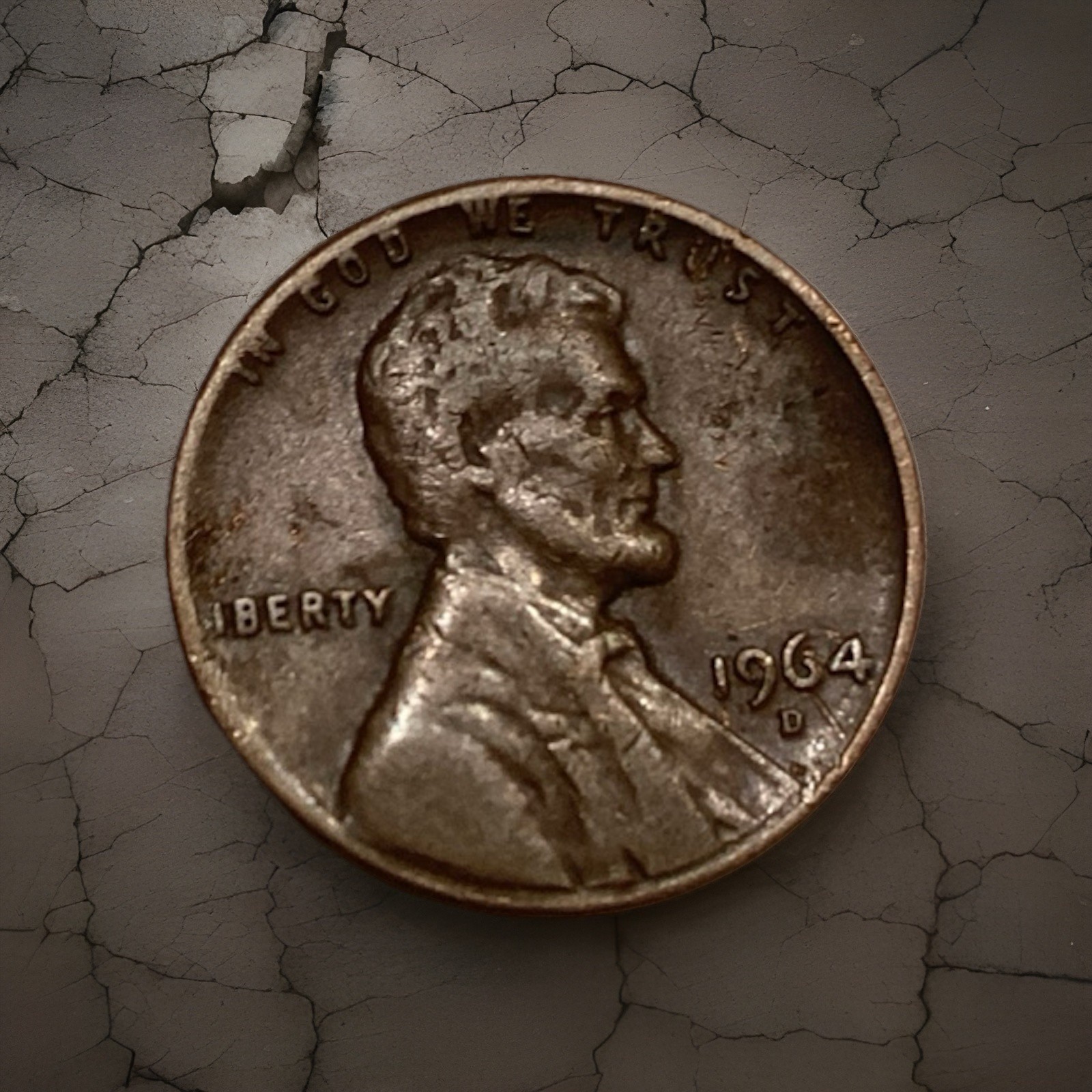 1964 d penny l on rim