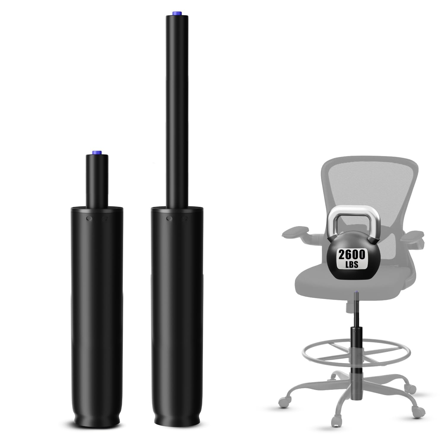 14 Inches-22 Inches Extra Long Gas Lift 8'' Travel Length, Matte Black