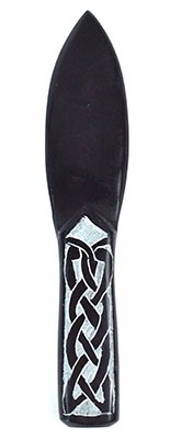 8" Black Celtic Soapstone Athame - Earth Element Ritual Altar Blade