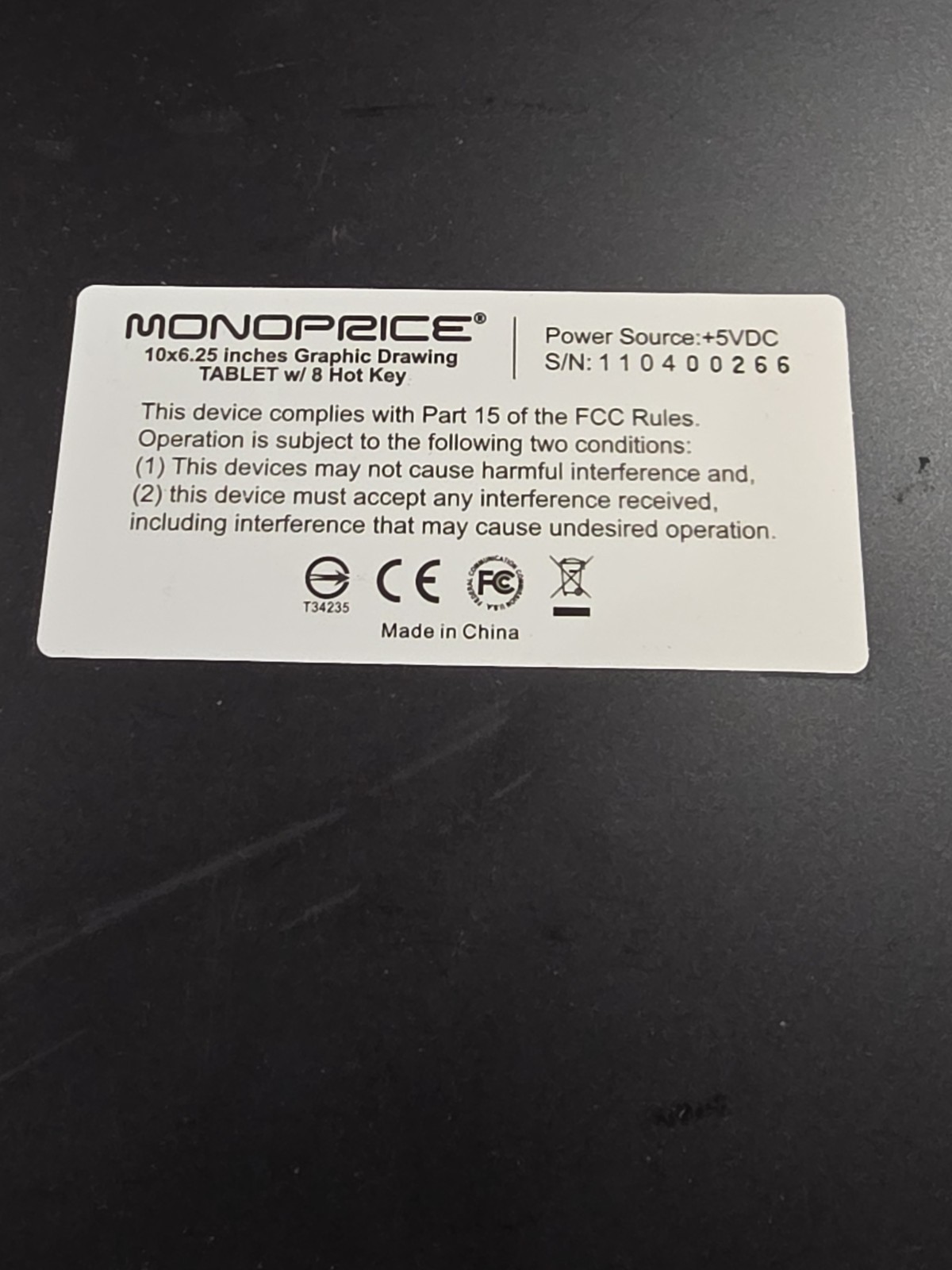 Monoprice MP1060-HA60 Graphic Drawing Tablet