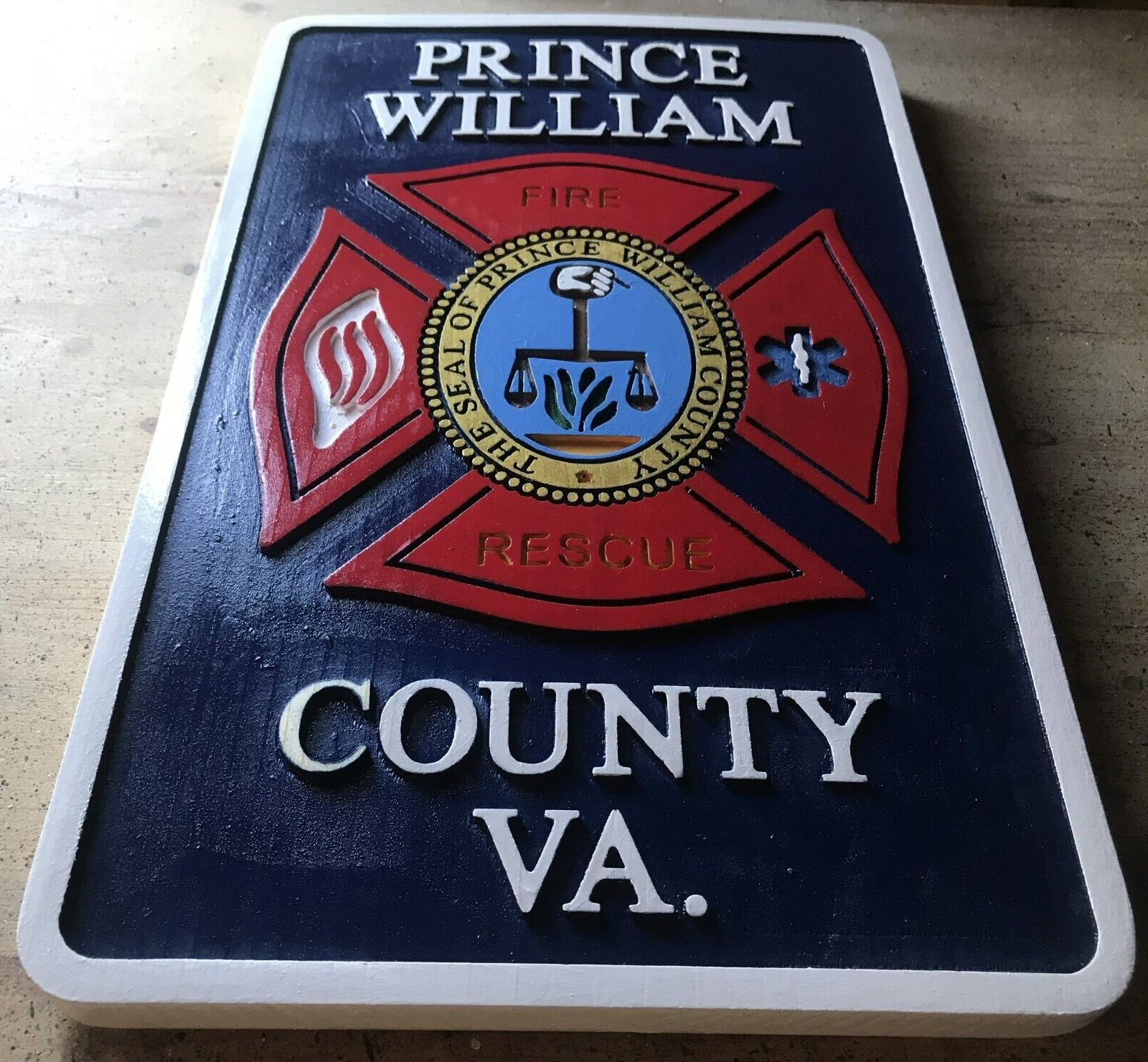 Fire Department Prince William County 3D routed wood patch Plaque sign Custom