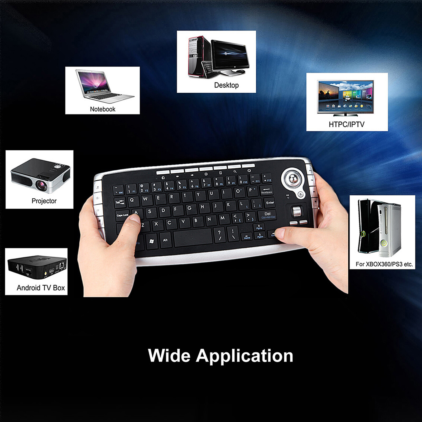 2.4GHz Keyboard w/ Trackball Scroll Wheel PC A6M7