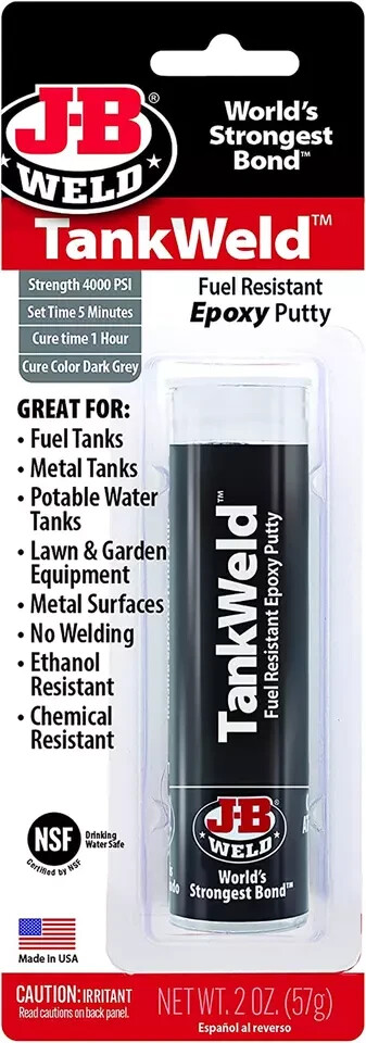 J B Weld 8217 TankWeld Gas Tank Repair Epoxy Putty 1 oz Dark Grey Fuel Tanks NEW