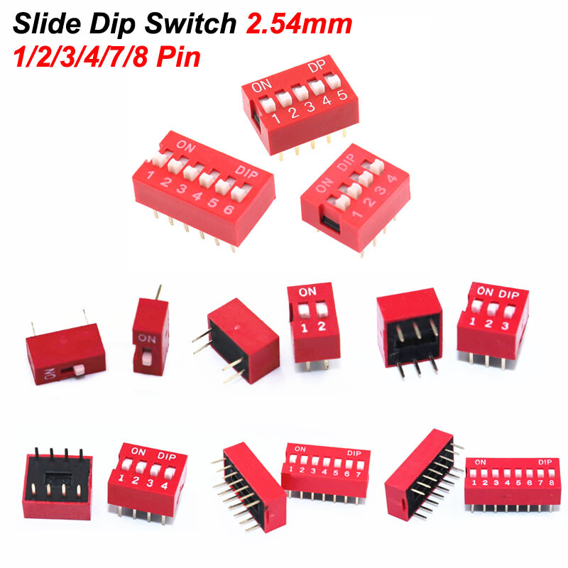 2.54mm SPST 1/2/3/4/7/8 Pin PCB Toggle Snap SwitcheSlide Dip Switch Module DIL