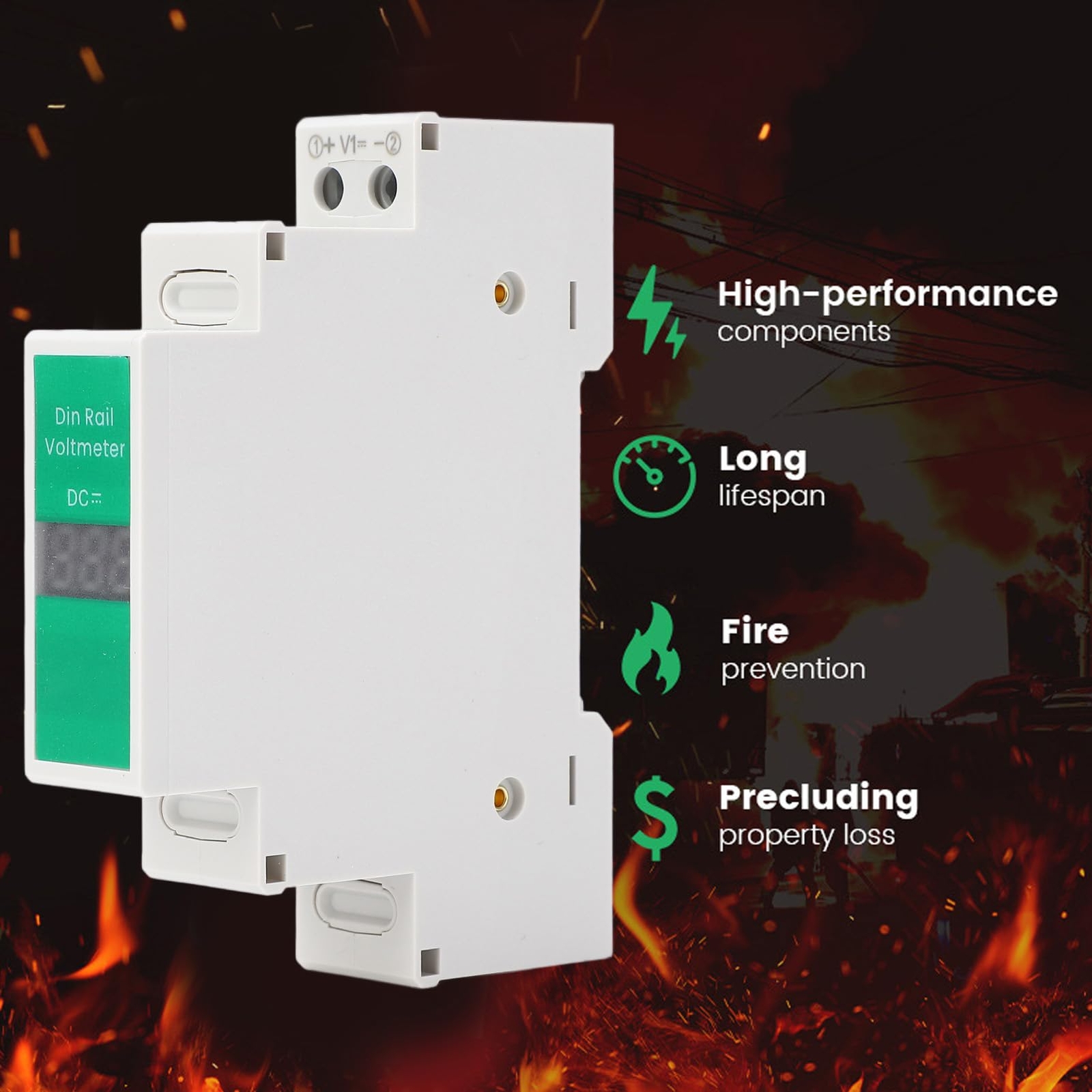 Din Rail Voltage Meter LED Digital Display Voltmeter DC Voltage Meter Electri...