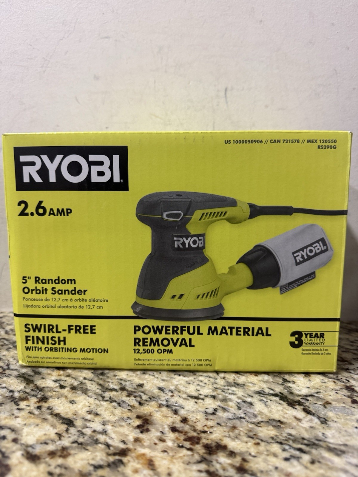 Ryobi 2.6 Amp 5 in. Random Orbital Sander Sandpaper Dustbag Smooth Sheet Sanding