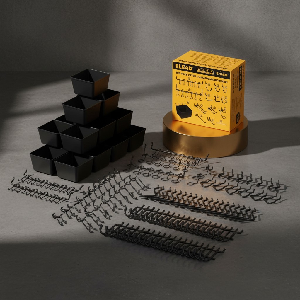 286-Piece Extra Thick Pegboard Hooks Set, 1/4" Heavy Duty Black Peg Board Org...