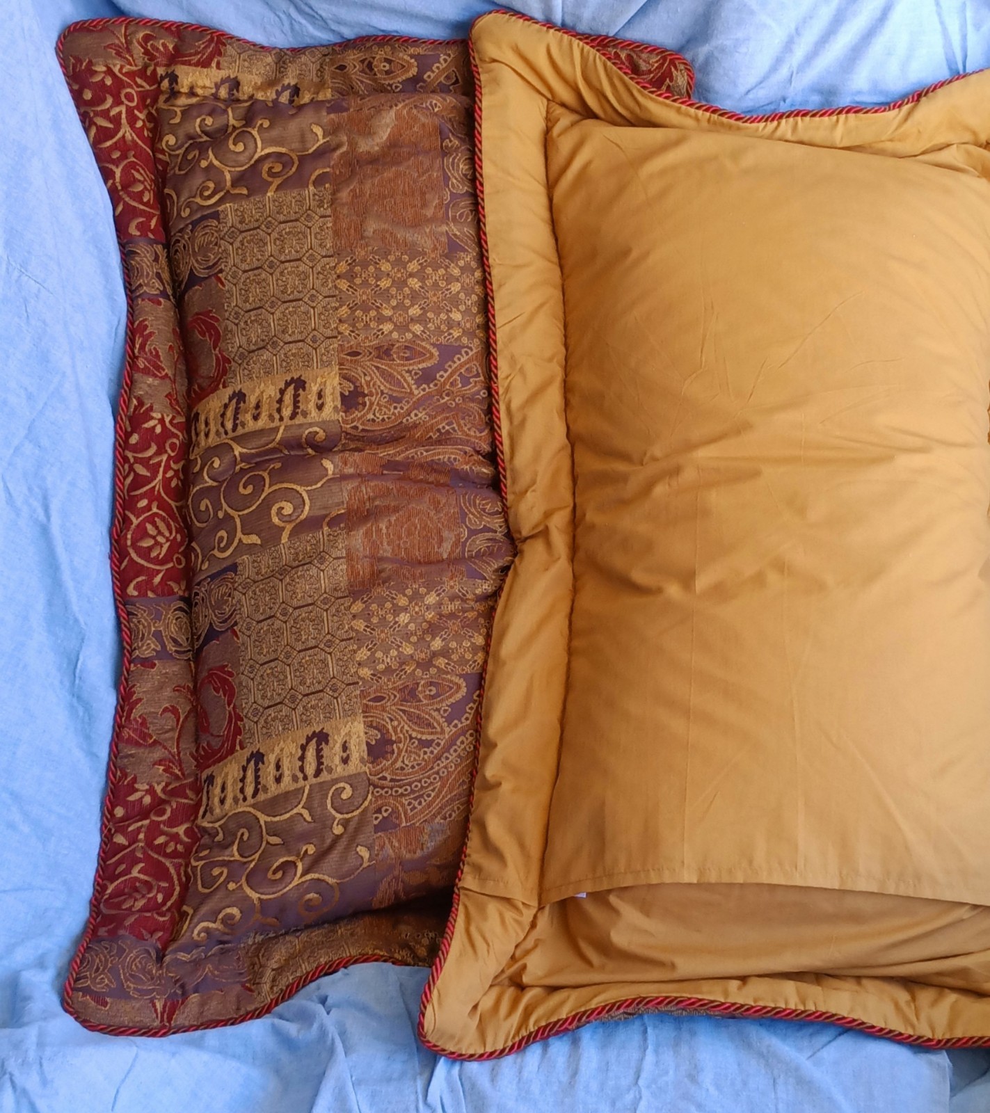 Croscill (2) Pair Pillow Shams Reds Gold Rust 43"X27" Boho Baroque