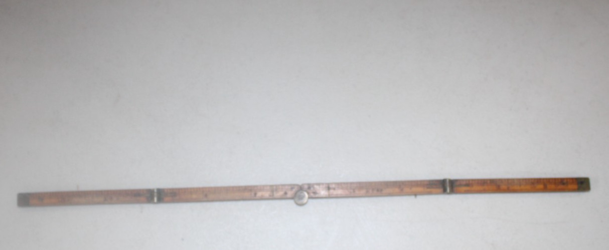 Vintage Stanley #69 Mini 12" Boxwood Brass Folding Ruler