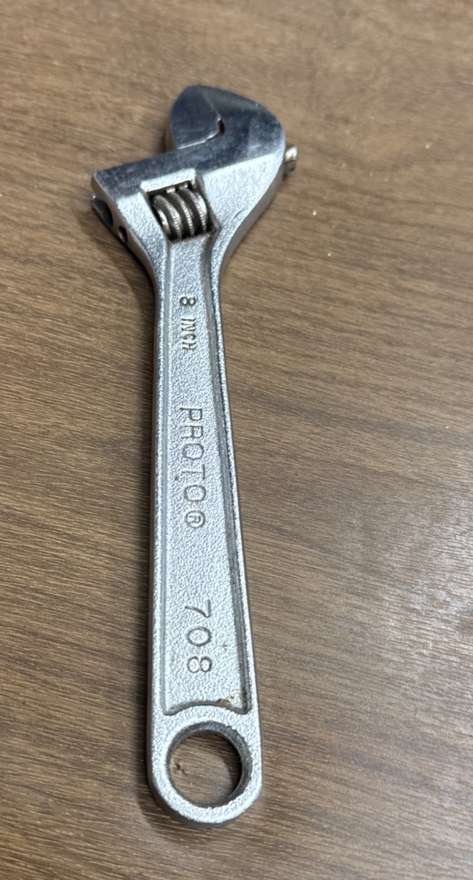 Stanley PROTO 8" Adjustable Wrench 708 Made in USA Chrome
