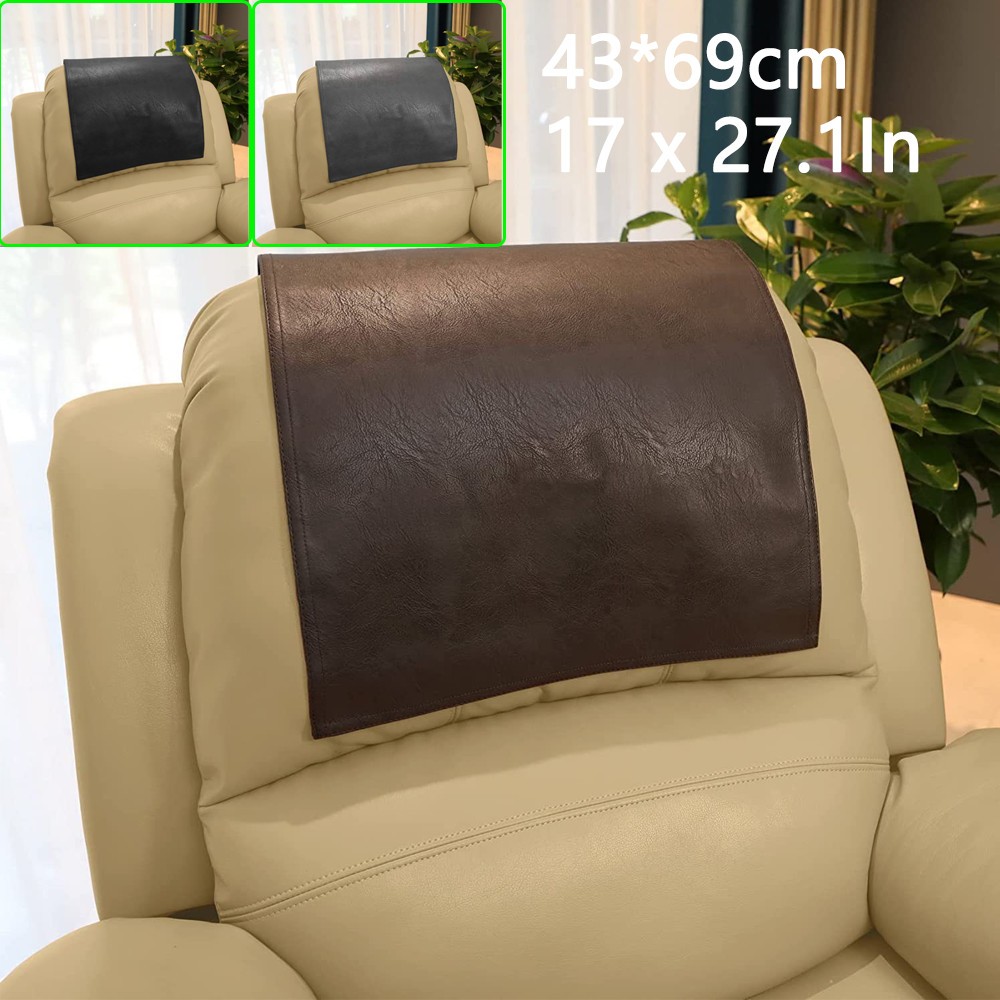100% PU Leather Recliner Protector  Slipcover Headrest Cover Furniture 17x27 in