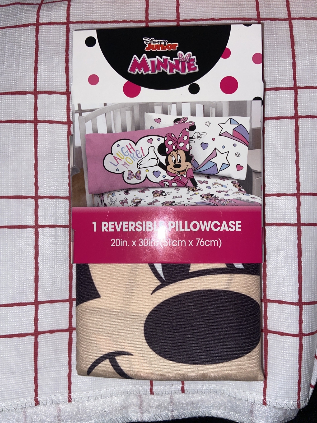 Disney Minnie Mouse Reversible 2 Image Standard Pillowcase 20"Wx30"L NEW w/Tags