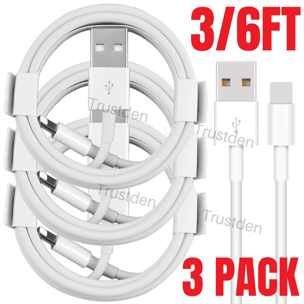 USB Power Adapter Charger Cable Cord 3/6 Ft For iPhone 13 12 11 XS XR 8 7 6 5 SE