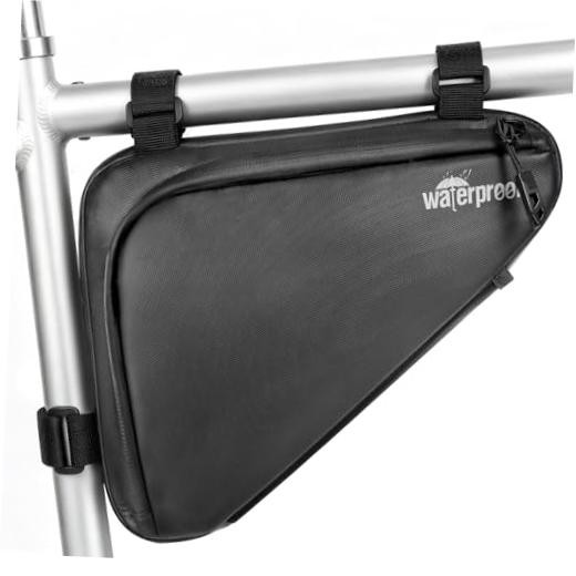 Bike Frame Bag, 2L Waterproof Bicycle Triangle Bag, Storage Bag Only Black