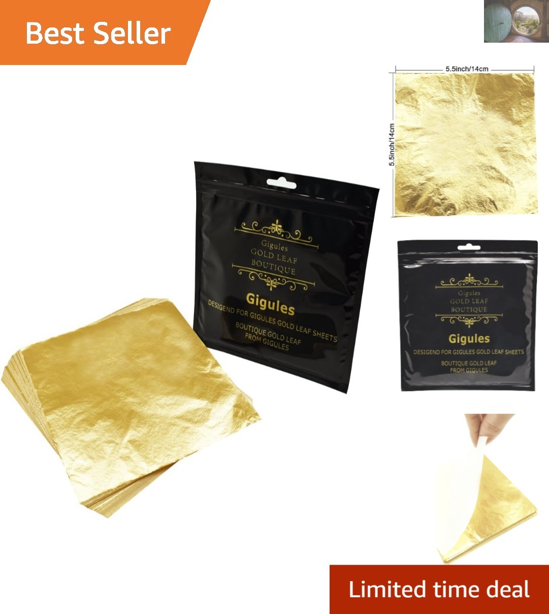 Versatile 5.5" Gold Leaf Sheets - 100 Pcs Copper Foil for Crafts & Decorations